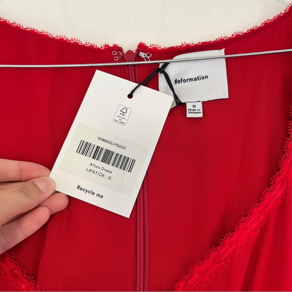 Red reformation Afton dress new with tags size 0 - Picture 3 of 5